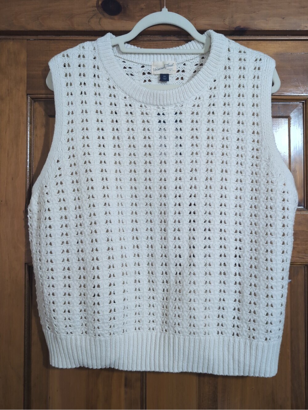 Universal Thread Cream Textured Knit Sweater Vest Preppy Staple Woman XXL(1424)A